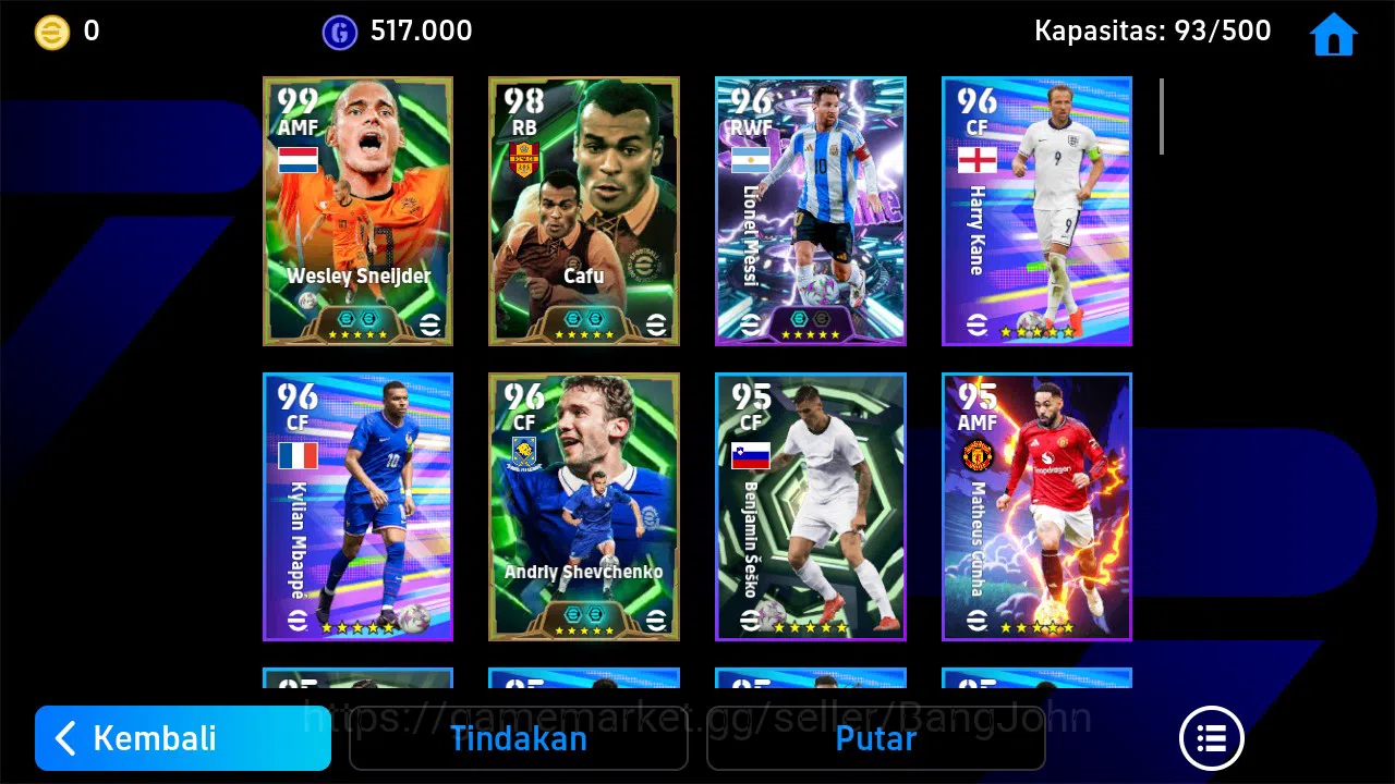 eFootball Accounts ANDROID|PW 3023|Epic Sneidjer Cafu|Showtime Messi| image 3