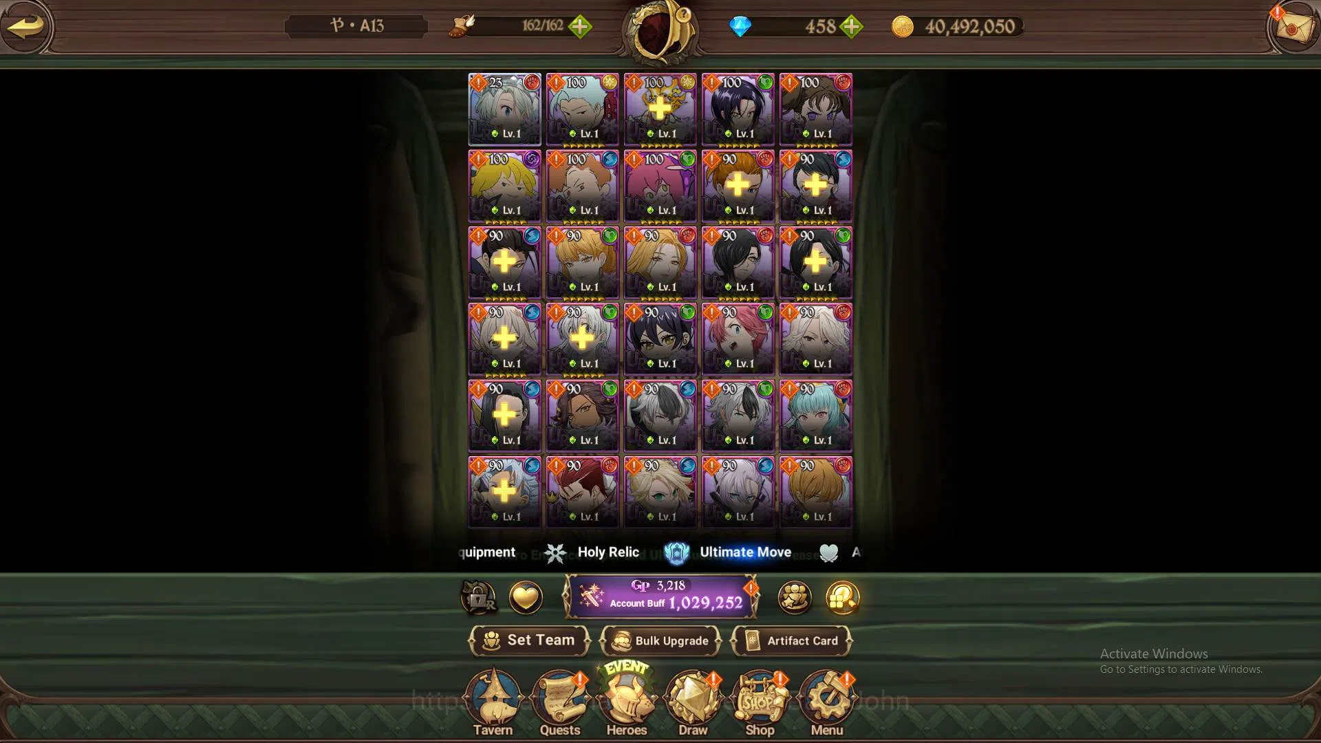 The Seven Deadly Sins: Grand Cross Accounts Others ASIA|1M CC|DM 458|1LR Elizabeth|UR Demon King Meliodas,etc|Detail Check 9