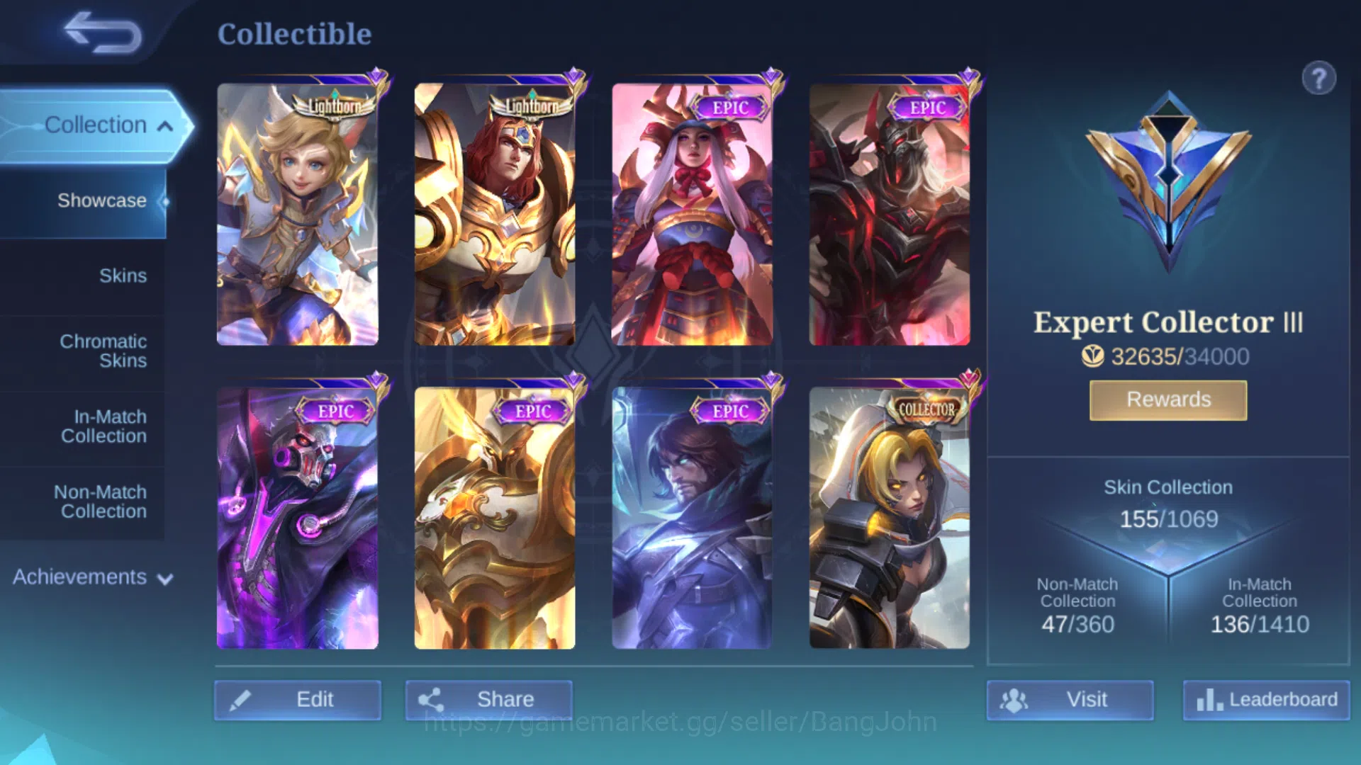 Mobile Legends: Bang Bang Accounts Others Hero 108 | Skin 155 | Emblem All Max | Lightborn Harith | Lightborn Tigreal | Epic 4