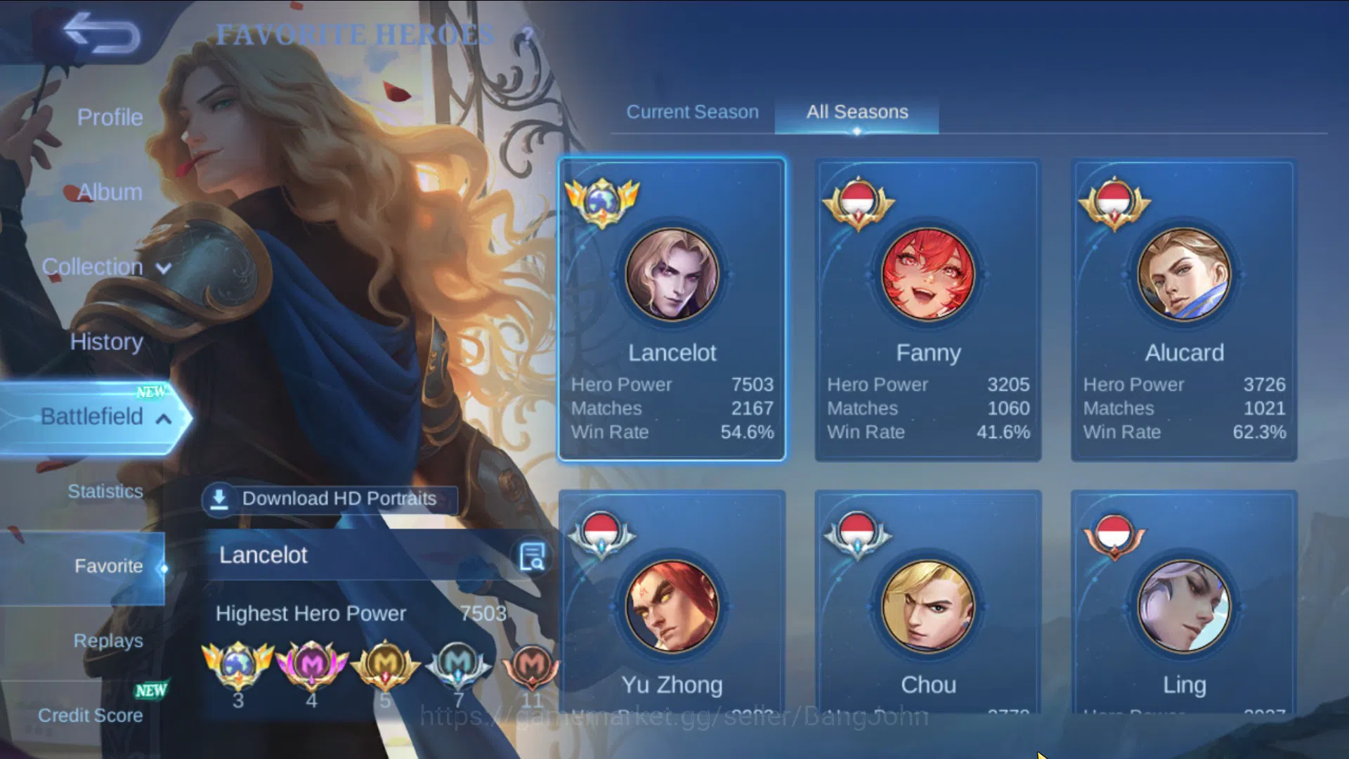Mobile Legends: Bang Bang Accounts Hero 131, Skin 245|Global Lancelot | Luckybox Lanc image 3