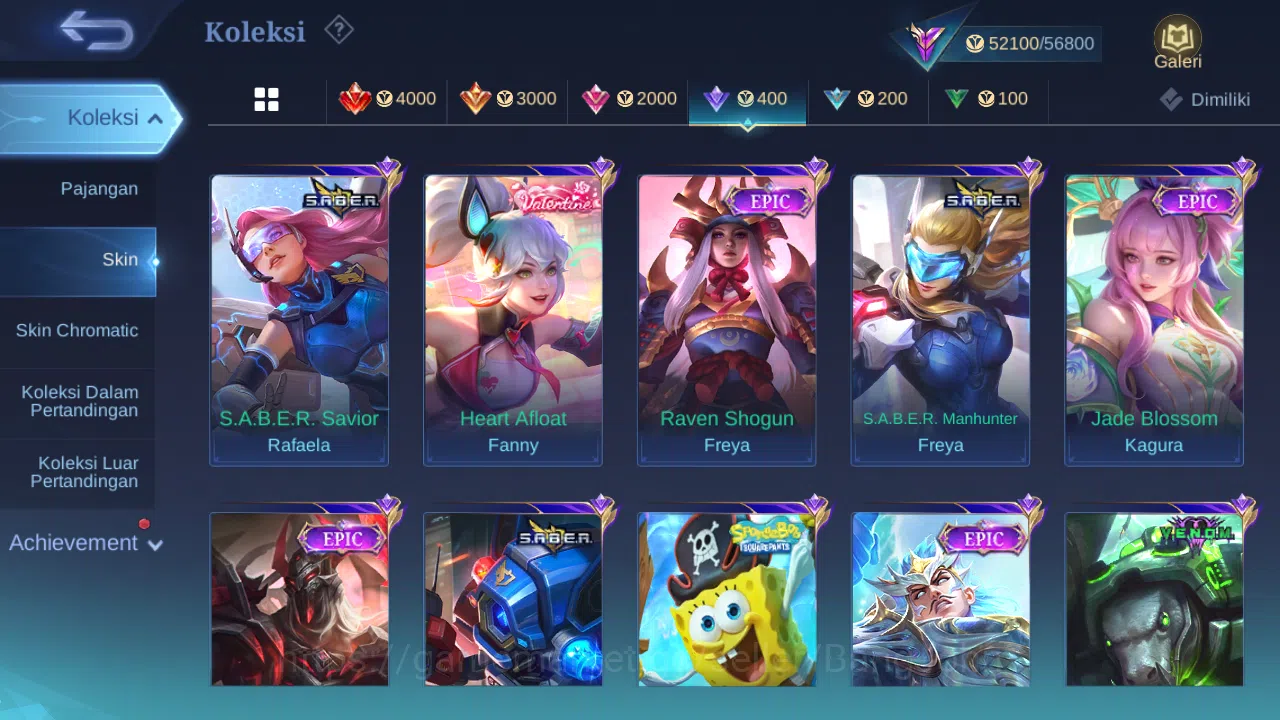 Mobile Legends: Bang Bang Accounts Others "Hero 98 | skin 208 | transformers roger | sanrio floryn | luckybox karina 9