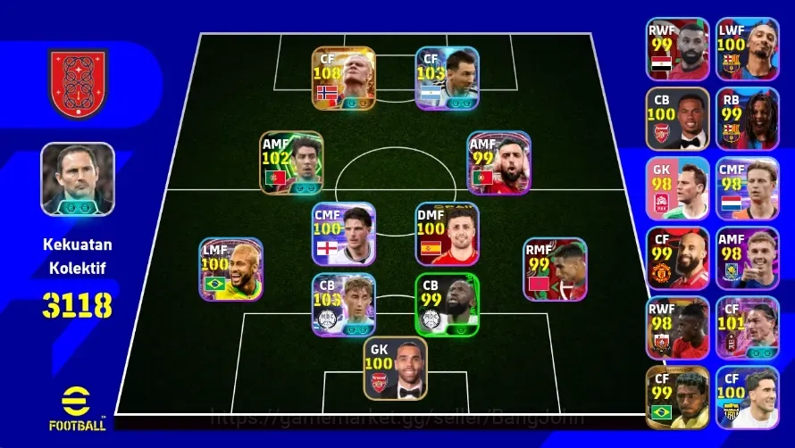 eFootball Accounts Others Android|PW 3118|New Erling Haaland Big T,Dean Huijsen Show T,Neymar Jr Show T,Bruno Fernandez Show 1