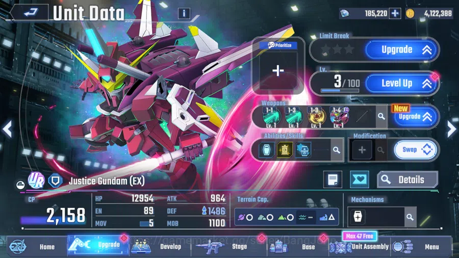 SD Gundam G Generation ETERNAL Accounts Global Rank 34 | Freedom Gundam,Gundam Exia,Phoenix Gundam,Justice Gundam | 185+K 11