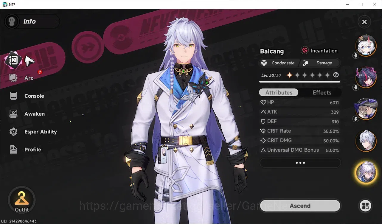 Neverness to Everness Accounts GLOBAL SEA|HL 17|Tyc 6|5 SSR 2 Limited| Shinku, (Hotori, Juyuan, Sakiri)+Sign, Baicang |2 8