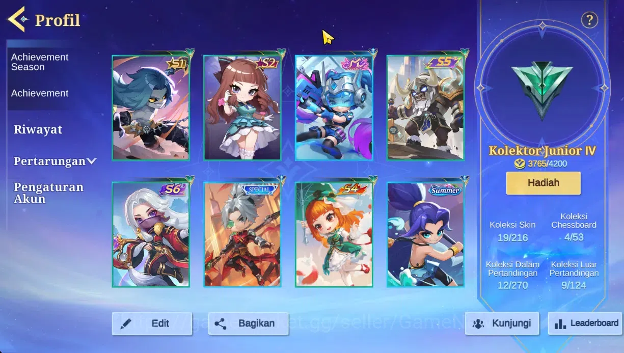 Magic Chess: Go Go Accounts High Mythic 32 | 36 Commander 10 Max | 2 Summer,1Skin Mgogo(Layla)| 4 Chessboard |Take 2