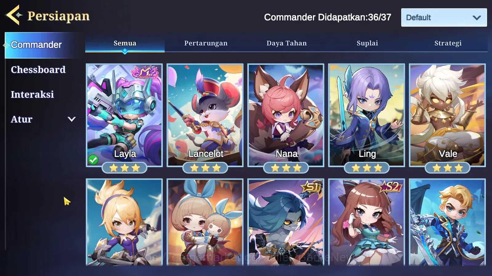 Magic Chess: Go Go Accounts High Mythic 32 | 36 Commander 10 Max | 2 Summer,1Skin Mgogo(Layla)| 4 Chessboard |Take 7