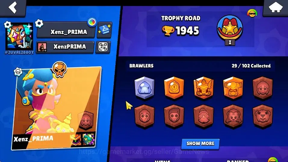 Brawl Stars Accounts 1945 Trophy|12k Bling| 29 Brawlers, 5 Max Lvl. 1 H image 2