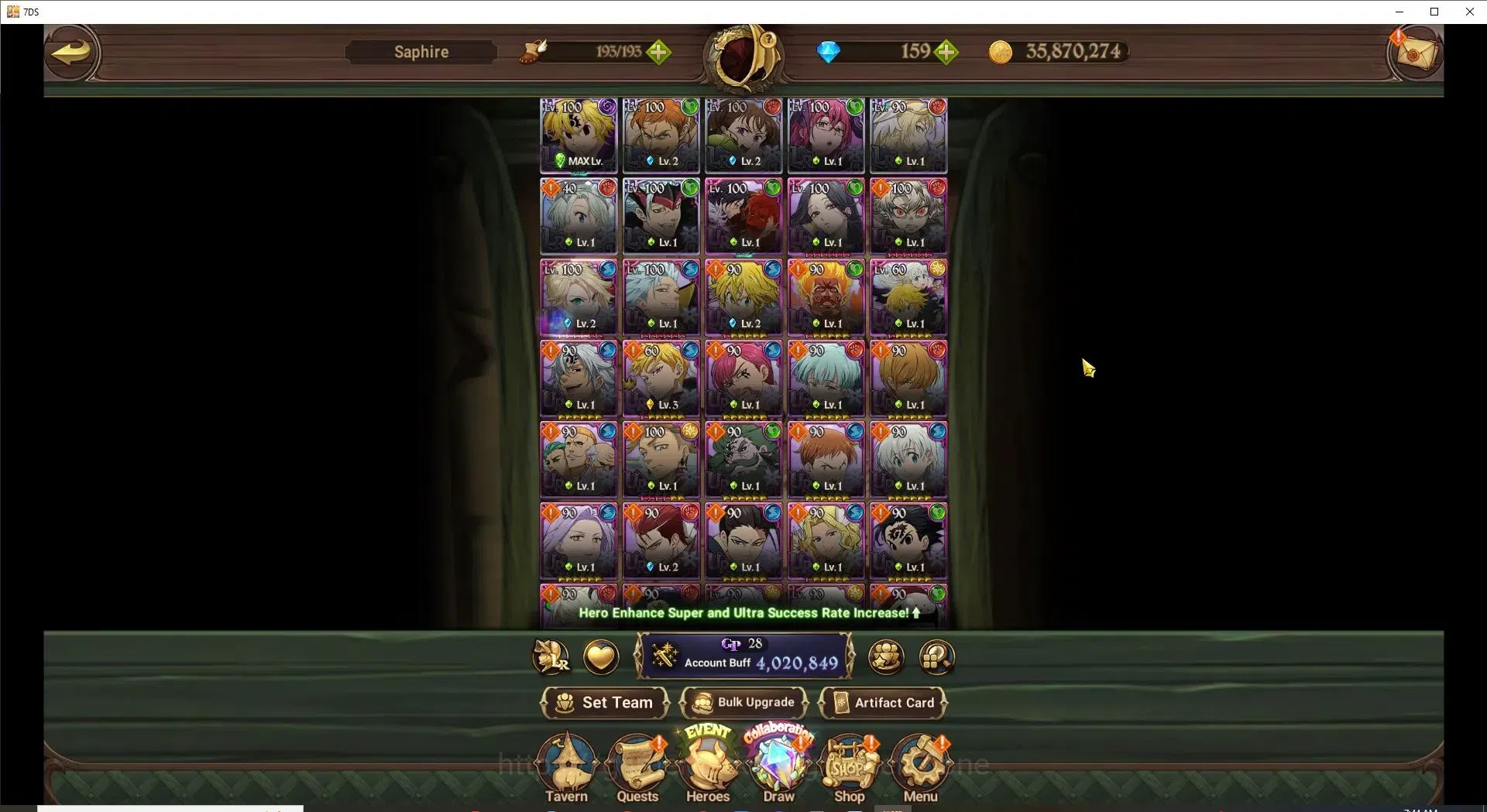 The Seven Deadly Sins: Grand Cross Accounts Endgame Global|4M CC|159 DM|7LR+9UR+Collab Gachiakuta|Nemesis Meli6/6,HK 3