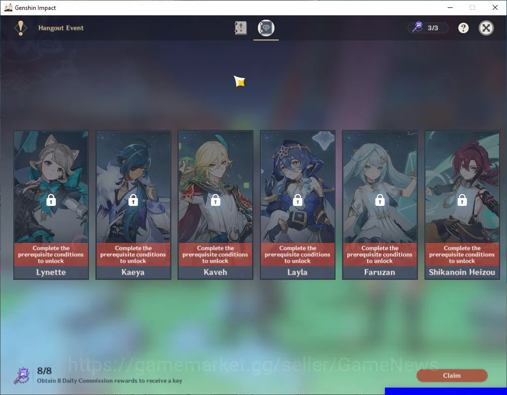 Genshin Impact Accounts Mid Game ASIA|AR 53|4 Limited +2(5*Weapon)|[Furina,Lyney]C1,WirotHesley,Chasca,Zibai|MC Female|Take 15