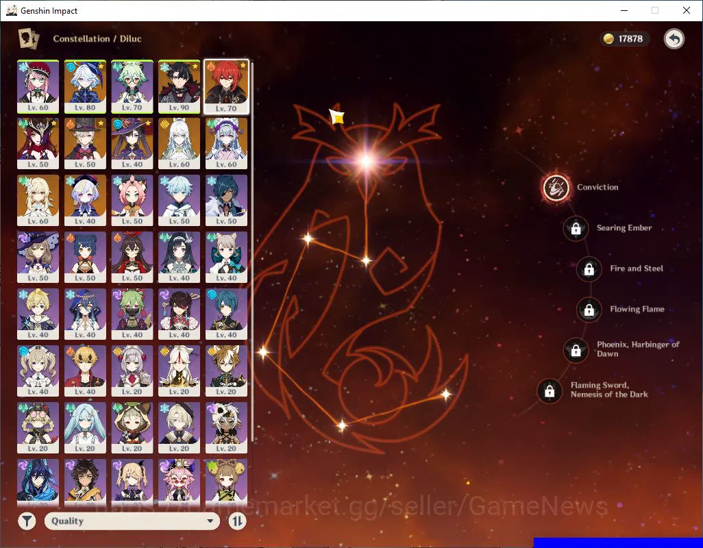 Genshin Impact Accounts Mid Game ASIA|AR 53|4 Limited +2(5*Weapon)|[Furina,Lyney]C1,WirotHesley,Chasca,Zibai|MC Female|Take 4