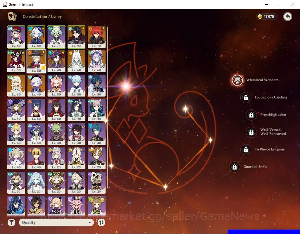 Genshin Impact Accounts Mid Game ASIA|AR 53|4 Limited +2(5*Weapon)|[Furina,Lyney]C1,WirotHesley,Chasca,Zibai|MC Female|Take 5