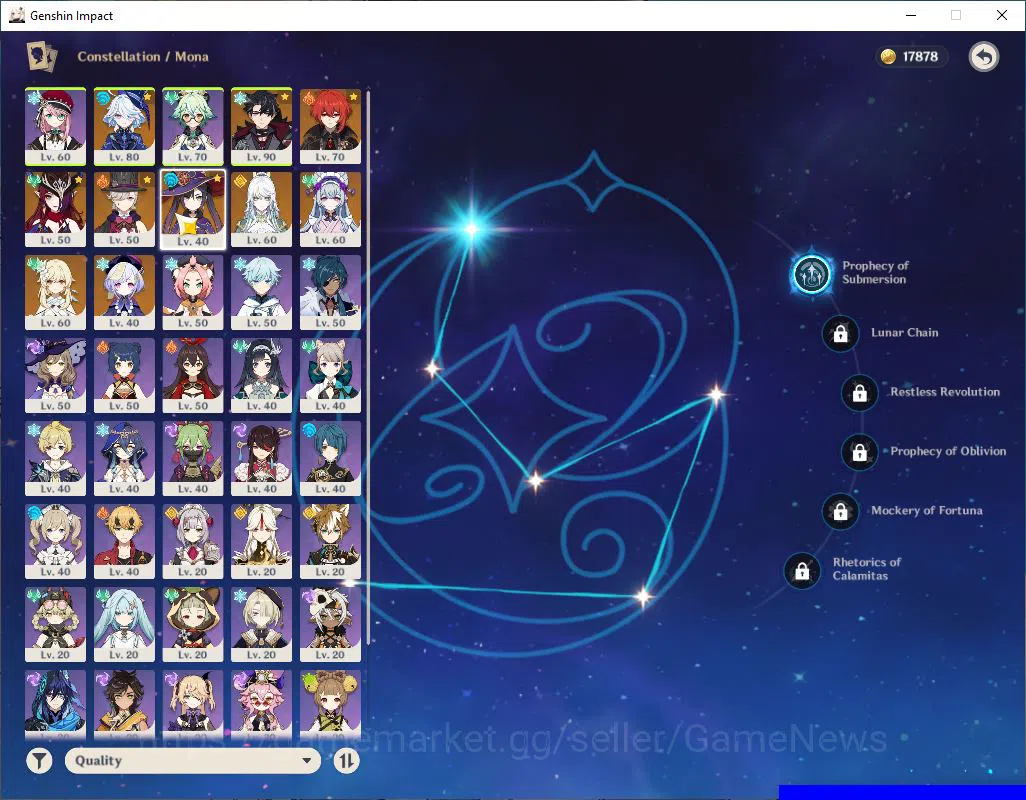 Genshin Impact Accounts Mid Game ASIA|AR 53|4 Limited +2(5*Weapon)|[Furina,Lyney]C1,WirotHesley,Chasca,Zibai|MC Female|Take 6