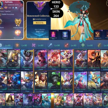 Mobile Legends: Bang Bang Accounts Smurf BEST OFFER | HERO 133 | SKIN 264 | KAGURA LUCKYBOX | NATALIA COLLECTOR | BADANG