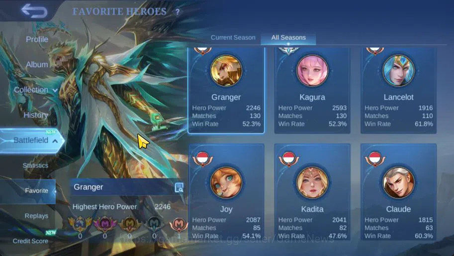 Mobile Legends: Bang Bang Accounts Hero 101|Skin 143|High Glory 63|Prime Granger,KOF  image 11