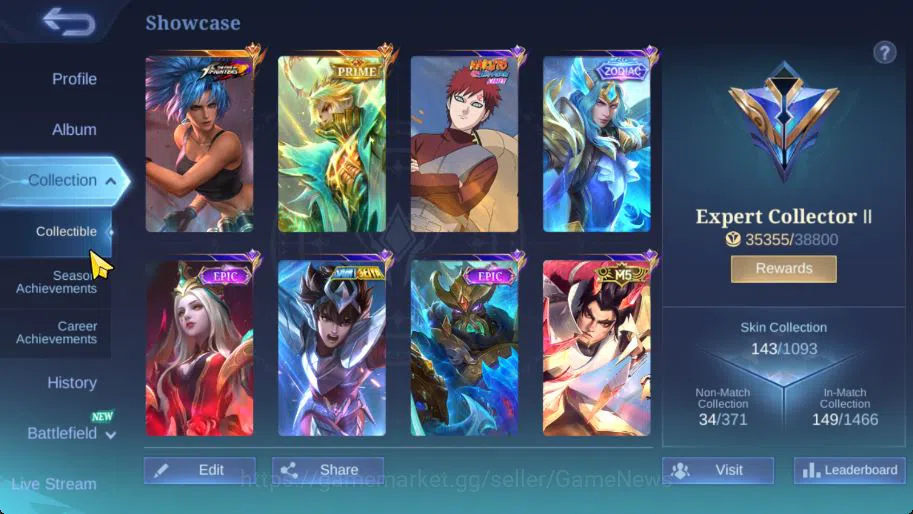 Mobile Legends: Bang Bang Accounts Hero 101|Skin 143|High Glory 63|Prime Granger,KOF  image 13