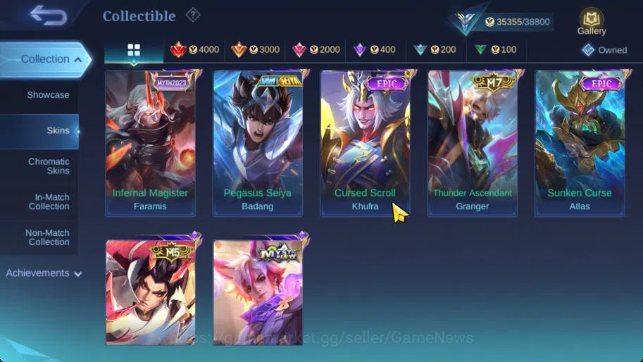 Mobile Legends: Bang Bang Accounts Hero 101|Skin 143|High Glory 63|Prime Granger,KOF  image 8