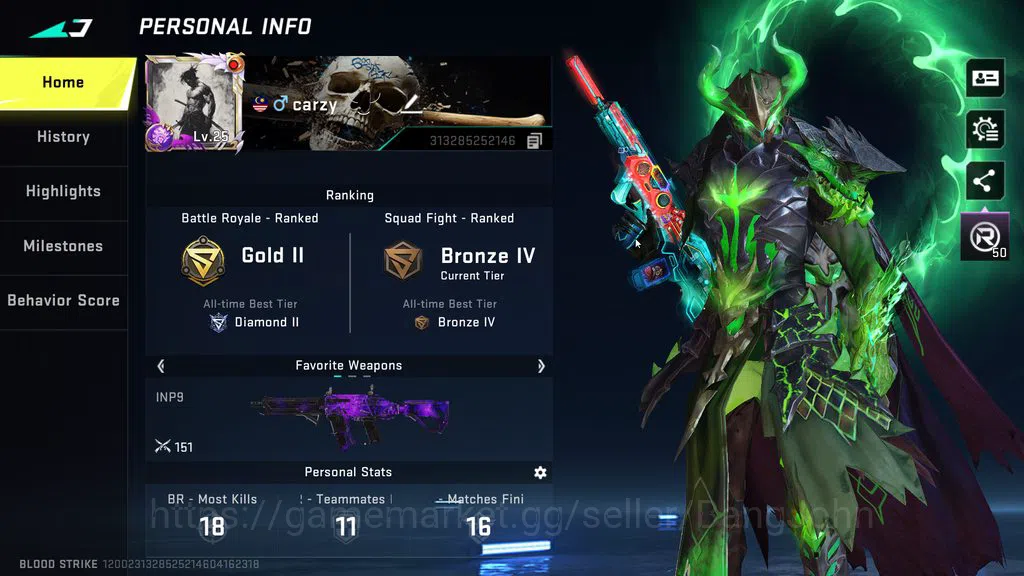 Blood Strike Accounts ASIA LVL 25 STARTER | ETERNAL VOLT DEATH CLAW SKIN image 14
