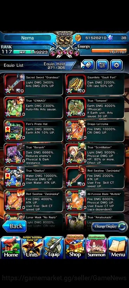 Grand Summoners Accounts Global|Rank 117|24 Ascend 11 TW(Roy,Touma,Isliid,C image 9