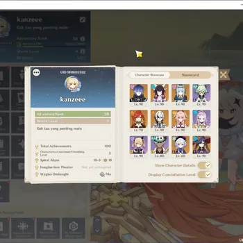 Genshin Impact Accounts End Game ASIA|AR 58|Flins C1+Sign Pream Team|6 Limited + 5 (*5 Weapon)|(Mavuika,Arlecchino,Linnea|6