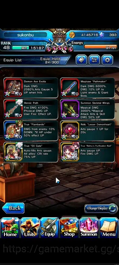 Grand Summoners Accounts Global|393 cc|Rank 48|3 Ascend+1 TW|Reimu Hakurei+ image 5