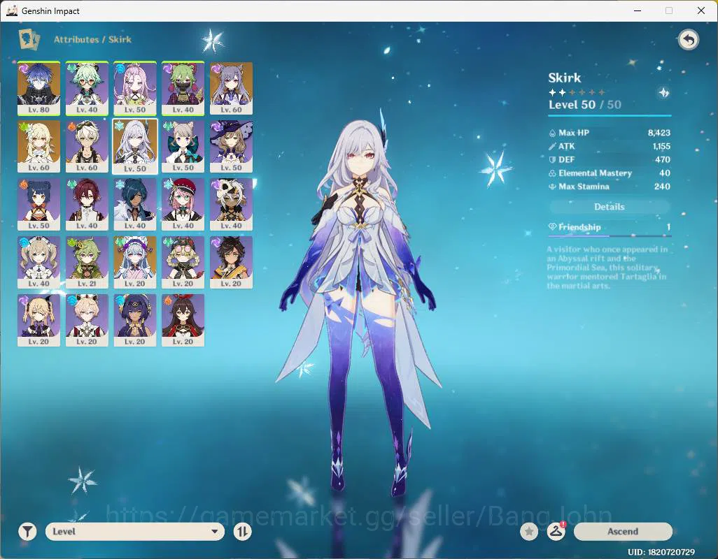 Genshin Impact Accounts ASIA|AR 45|Reuni ON|3 limit|Flins,Skirk,Mizuki,etc image 15