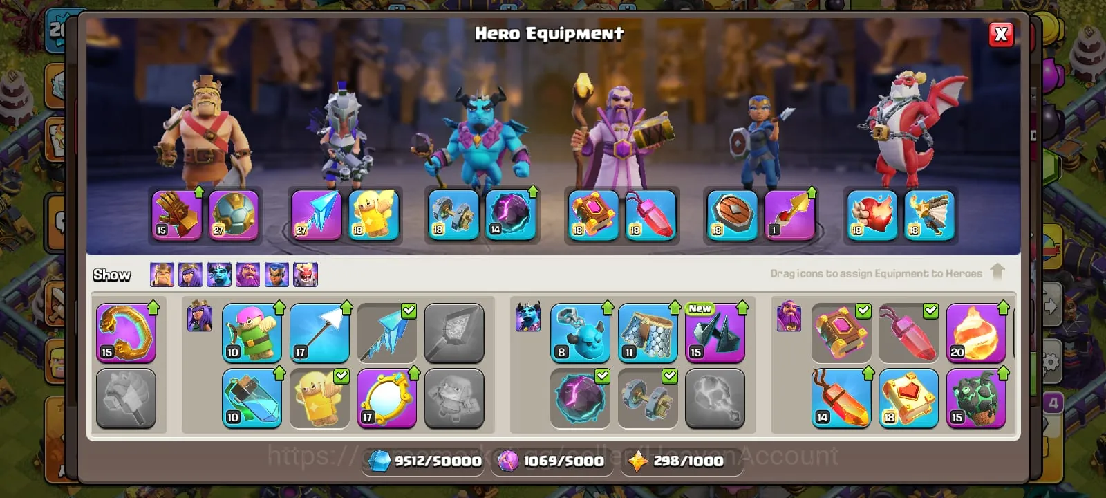 Clash of Clans Accounts High-End painter scneryth 16 good lookingfull equipment epicmagic items fullheroes lvl 1