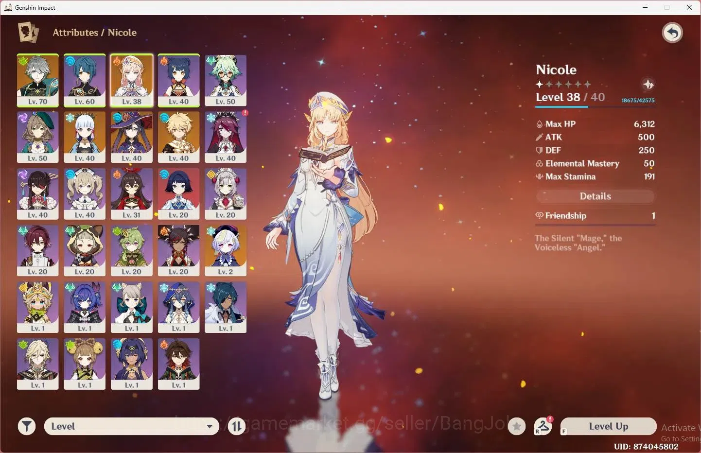 Genshin Impact Accounts Others ASIA |AR 39|3 Limit+2 Charstd|Limit (Alhaitham,Nicole,Ayaka)|MC Male|1 Skin|1 weap B*5 2