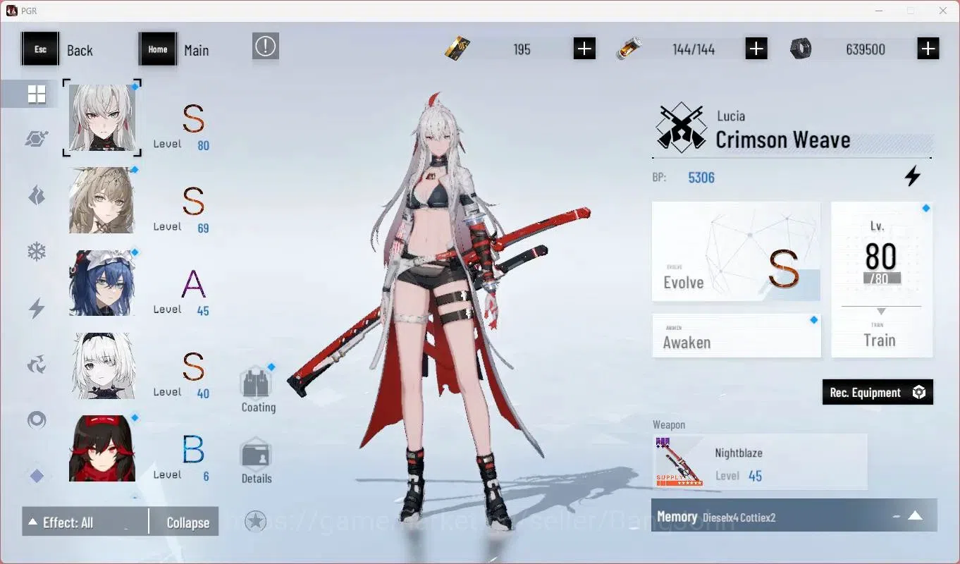 Punishing: Gray Raven Accounts Mid-Game NA | Lv45 | S Lucia Crimson Weafe+Sign, S Bianca Crepuscule , S Feral | BC 195 3