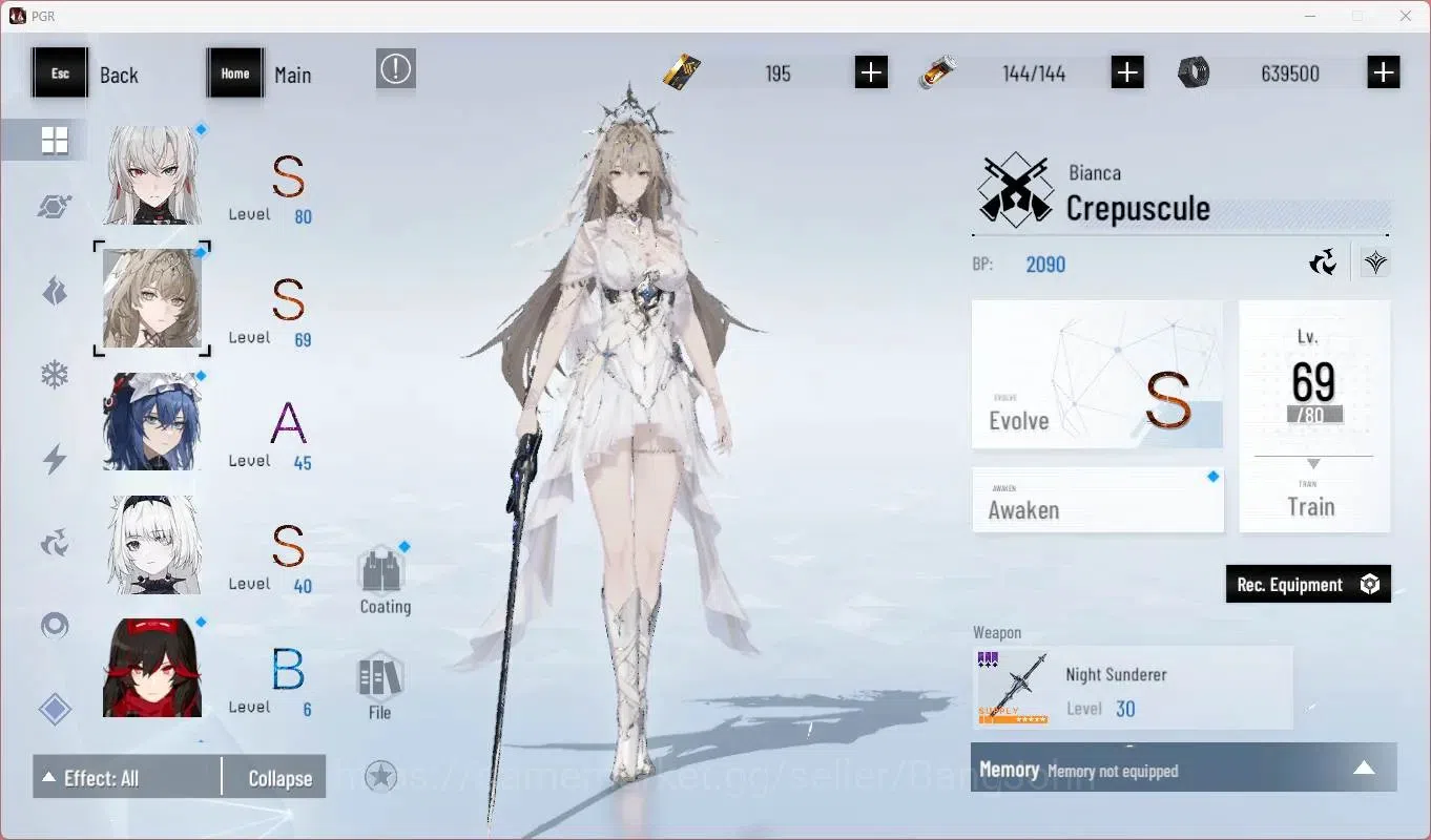 Punishing: Gray Raven Accounts Mid-Game NA | Lv45 | S Lucia Crimson Weafe+Sign, S Bianca Crepuscule , S Feral | BC 195 4