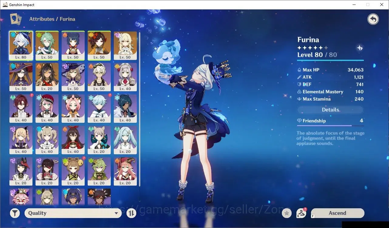 Genshin Impact Accounts Others ASIA|AR 51|3 Limited 5*CHAR +2 Sign 5*Wpn(Baizhu+Sign, Furina+Sign, Chiori)|Many 3