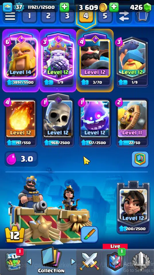 Clash Royale Accounts Midgame Lvl 37|Trophy 7806|KTL 12|Limited Skin|Card 119| 1 Hero 11 EVO 6 Champ 21 Legendary 33 Epic,30 5