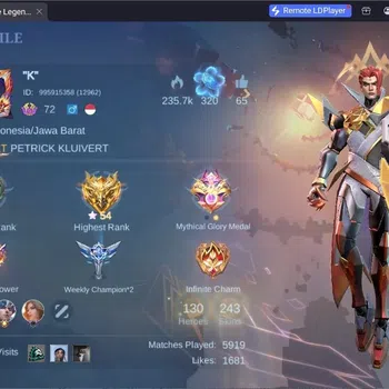 Mobile Legends: Bang Bang Accounts Collector Global|Hero 130|Skin 243|Prime Claude, Yu Zhong|KOF Karina|LB Franco|Collector
