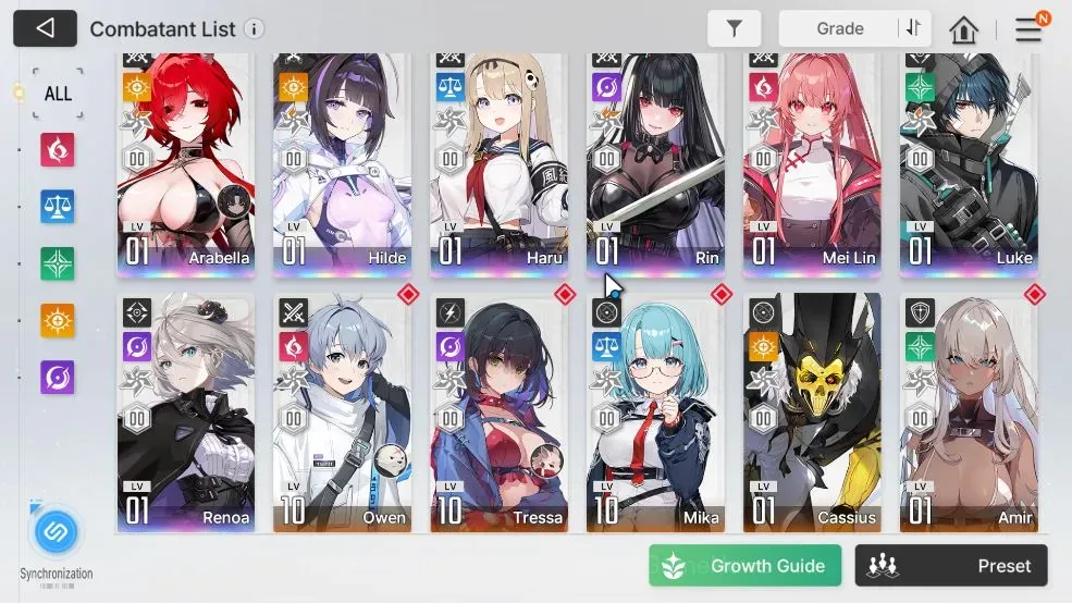 Chaos Zero Nightmare Accounts GLOBAL|Lv55|7 SSR(ArabellaM2+Sign,HildeM1,Haru,RinM2,Mei Lin,Luke,Renoa) 1 Combatant + 1 1