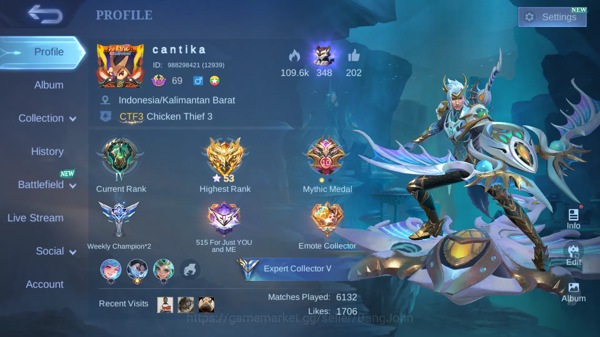 Hero 113 | Skin 139 | Embem All Max | Epic Gussion | Epic Vale | Epic YSS | Epic Lancelot | ML662B Mobile Legends: Bang Bang Others Hero 113 | Skin 139 | Embem All Max | Epic Gussion image 1