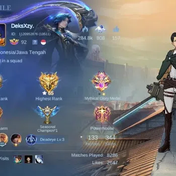 Mobile Legends: Bang Bang Accounts Collector Global|Skin344|Exalted|Collab KOF Karina+Chou,AOT Martis,PRIME