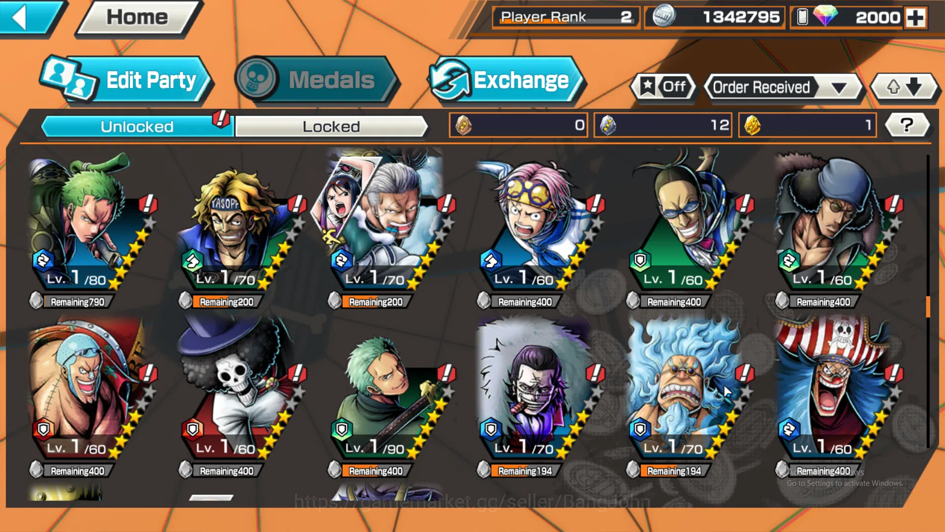 One Piece Bounty Rush Accounts Global | 2 EX | Rank 2 | DivineDeparture Shanks, F image 10