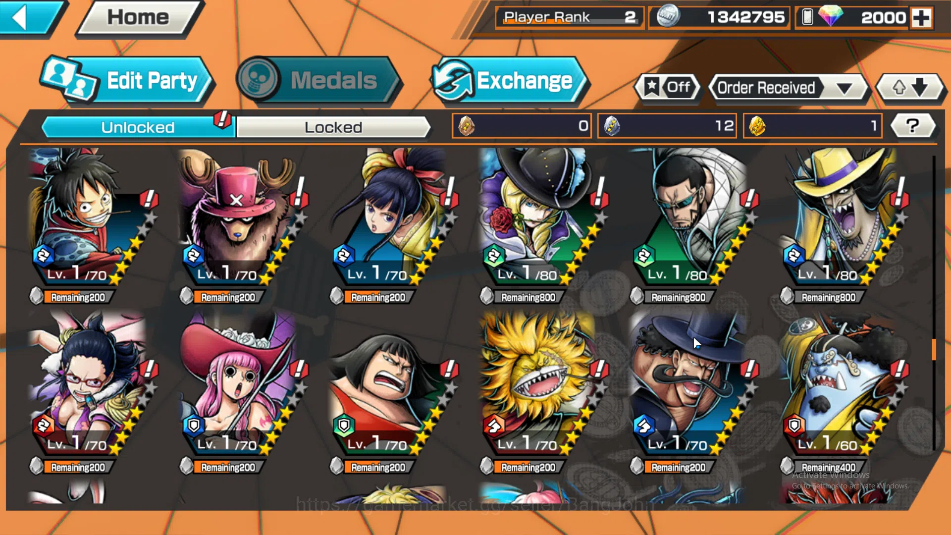 One Piece Bounty Rush Accounts Global | 2 EX | Rank 2 | DivineDeparture Shanks, F image 12