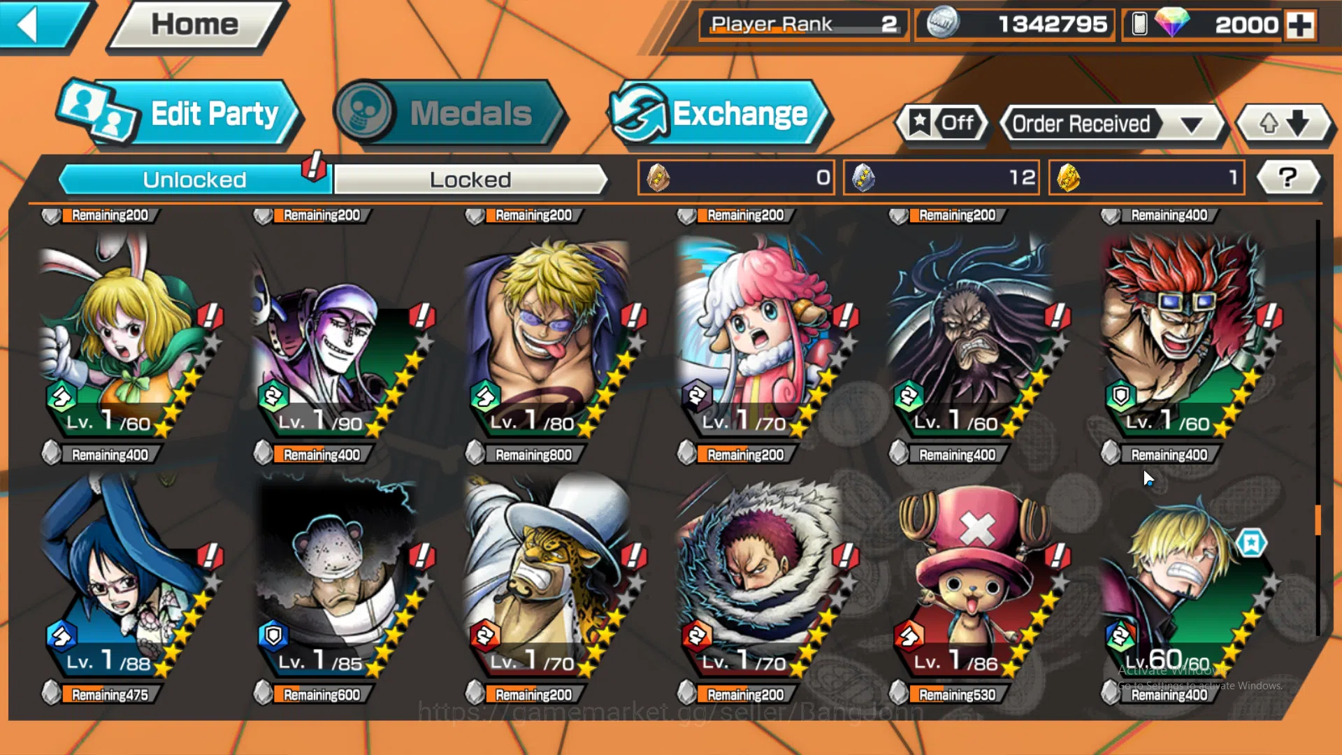 One Piece Bounty Rush Accounts Global | 2 EX | Rank 2 | DivineDeparture Shanks, F image 13