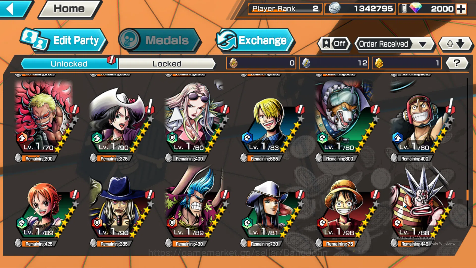 One Piece Bounty Rush Accounts Global | 2 EX | Rank 2 | DivineDeparture Shanks, F image 14