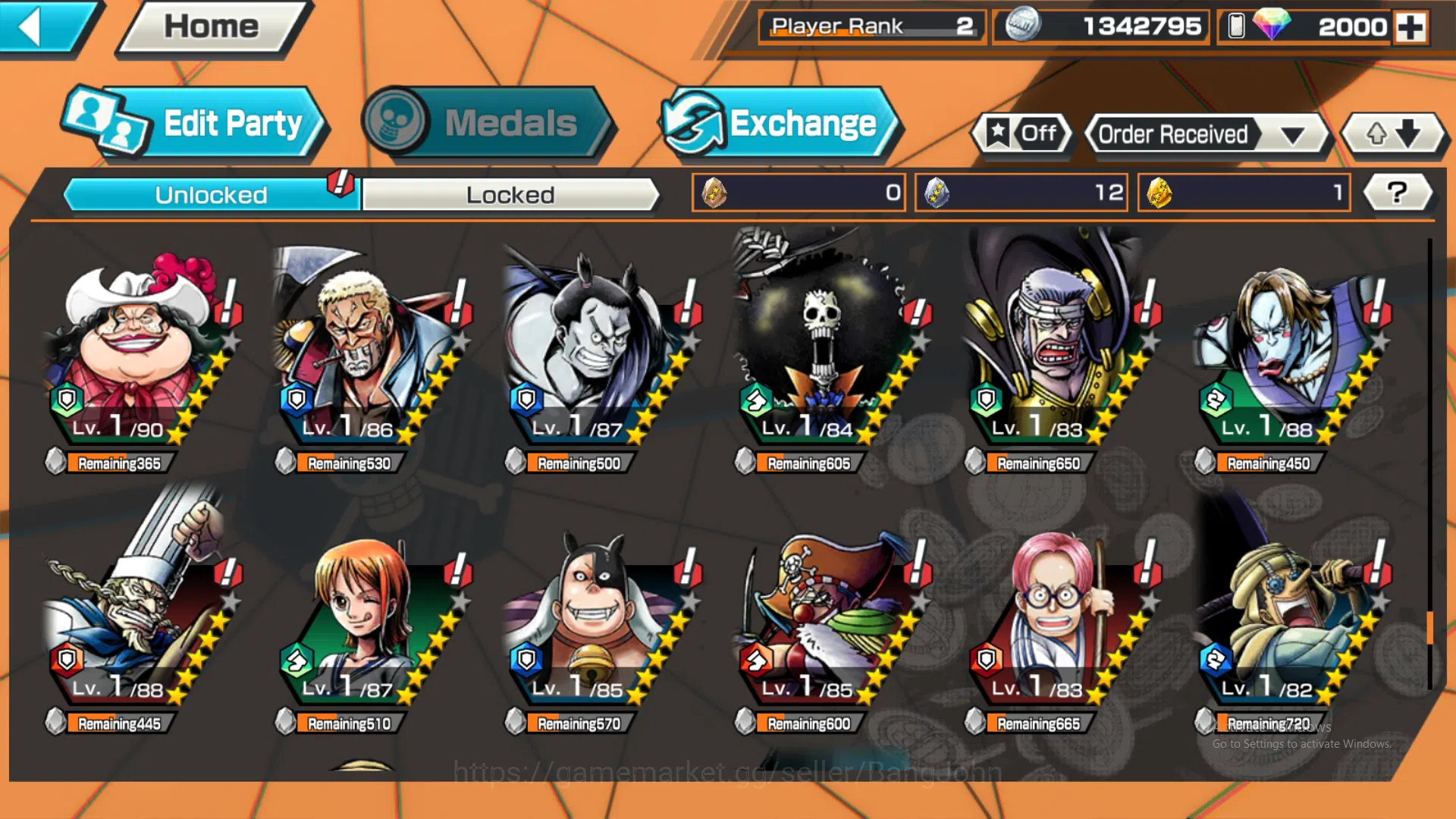 One Piece Bounty Rush Accounts Global | 2 EX | Rank 2 | DivineDeparture Shanks, F image 15