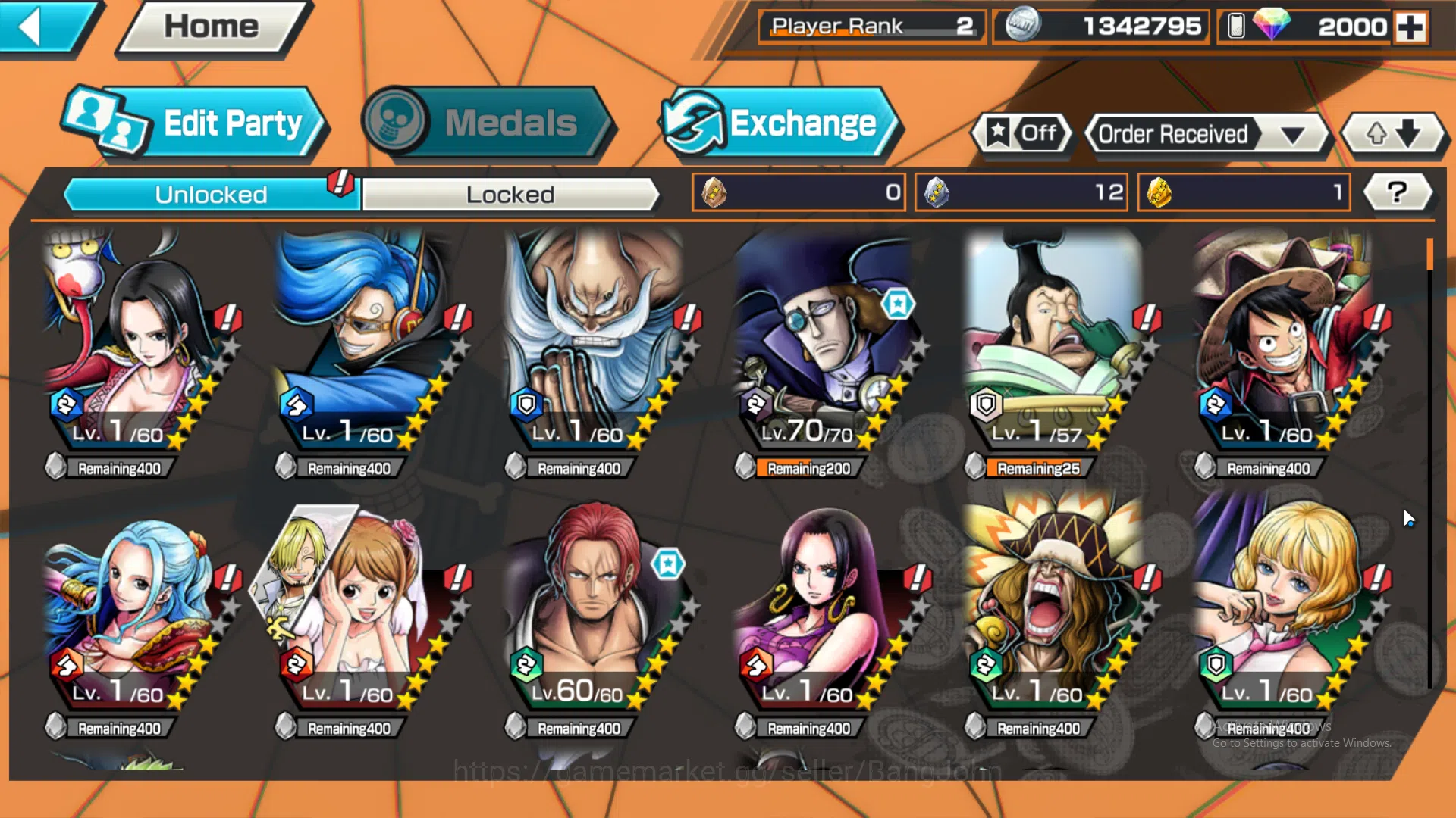 One Piece Bounty Rush Accounts Global | 2 EX | Rank 2 | DivineDeparture Shanks, F image 3