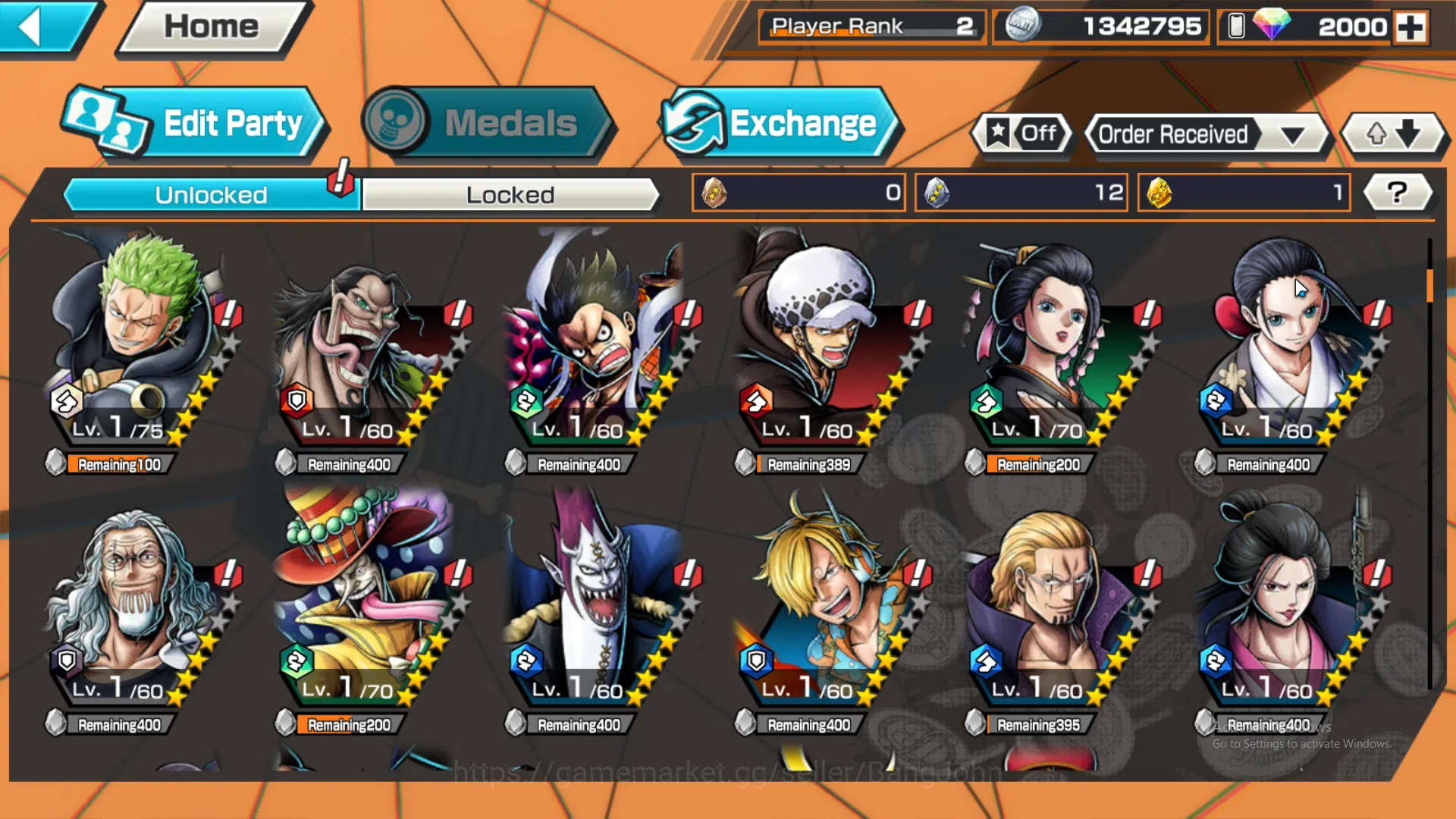 One Piece Bounty Rush Accounts Global | 2 EX | Rank 2 | DivineDeparture Shanks, F image 4