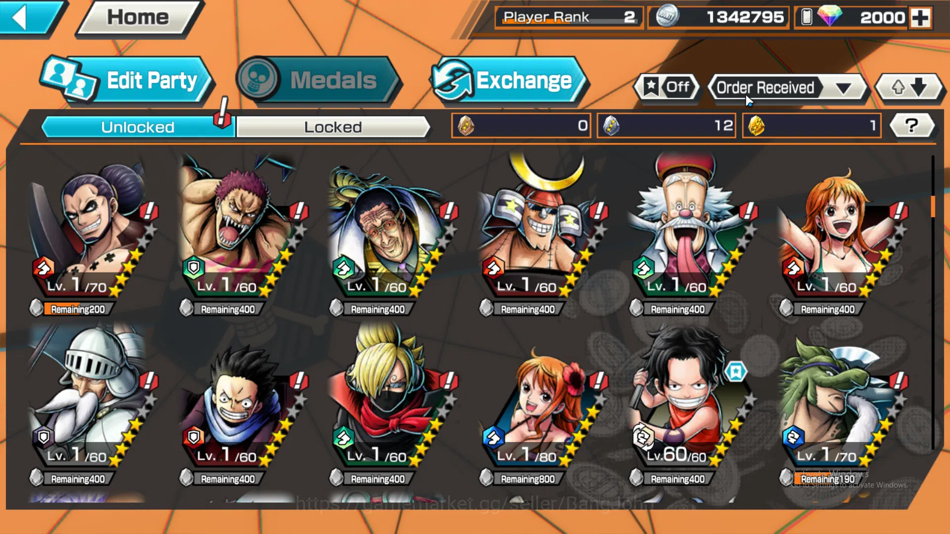 One Piece Bounty Rush Accounts Global | 2 EX | Rank 2 | DivineDeparture Shanks, F image 5
