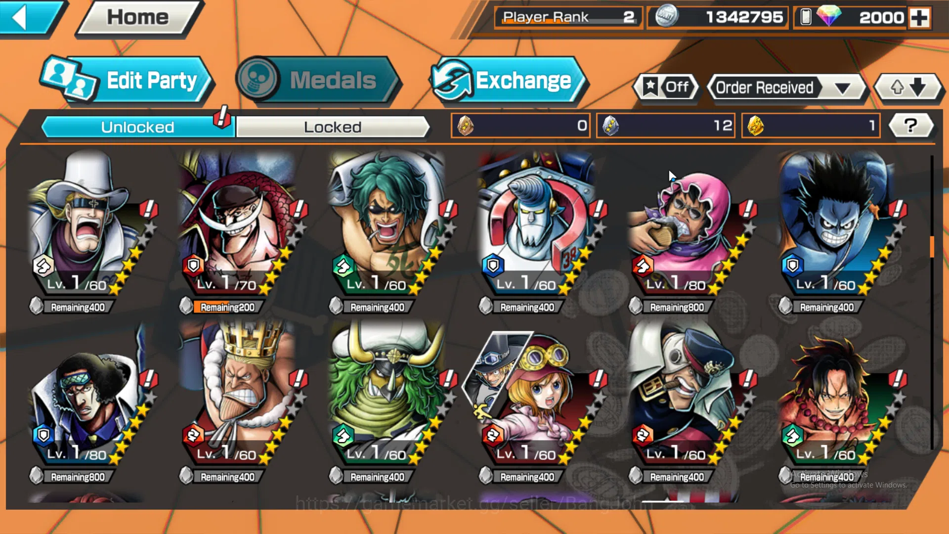 One Piece Bounty Rush Accounts Global | 2 EX | Rank 2 | DivineDeparture Shanks, F image 7