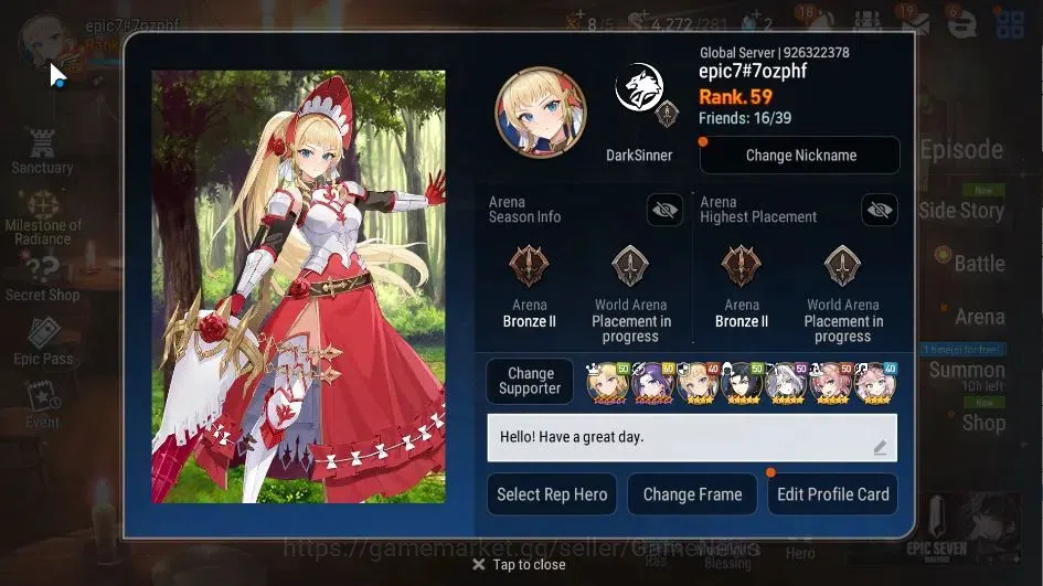 Epic Seven Accounts GLOBAL|UnVerif|7 ML(Salome,Specimen Sez,Apocalypse image 2
