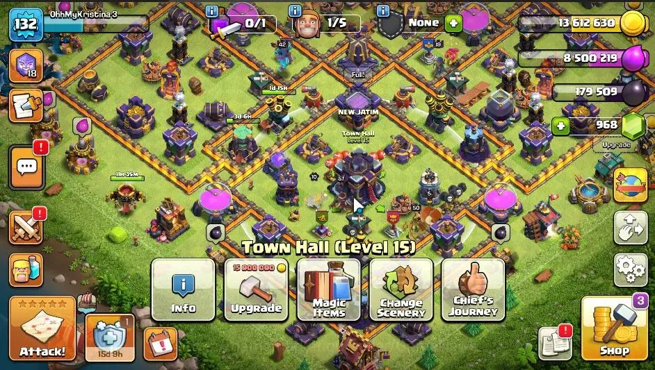 Clash of Clans Accounts ASIA|TH 15 - BH 6|HH 9|Limited Skin|BK 50,AQ 57,GW image 1