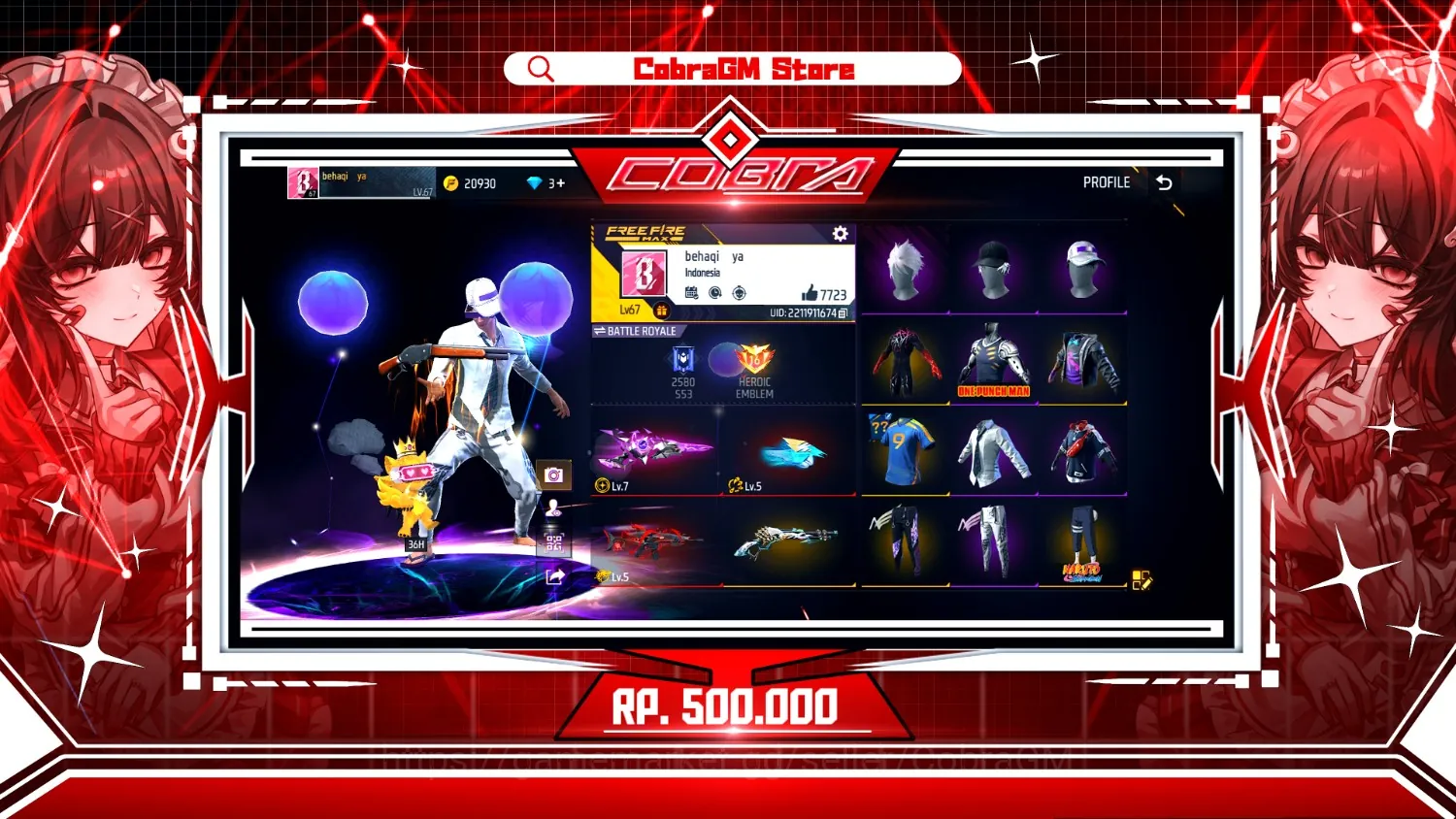 Free Fire Accounts Akun Free Fire Vault 481 | Evo 3 Max 2 | Baju Pubg | Void | Football Star | Genos | Cluber | FFWS | Angel 1