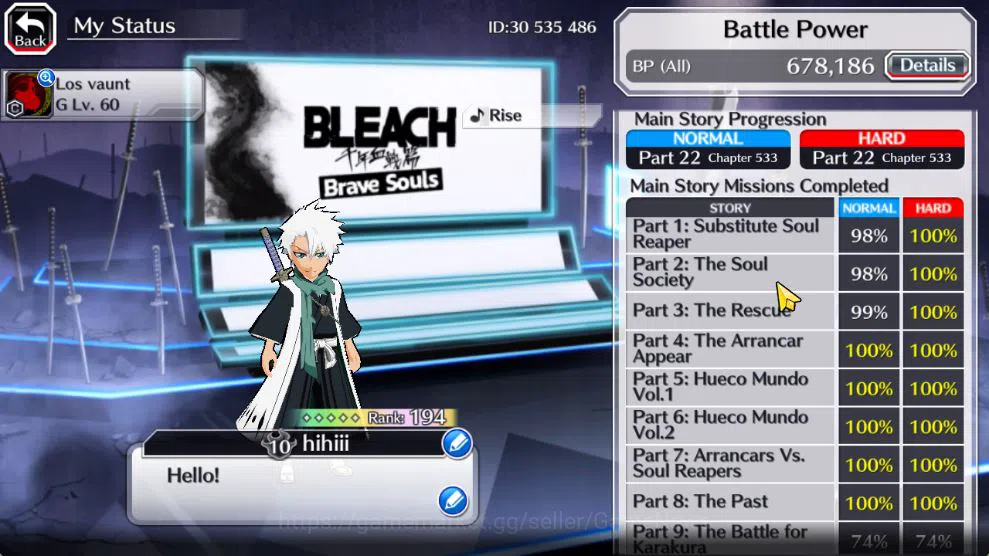 Bleach: Brave Souls Accounts [GBL]50K Orb|Soul Reaper[Shunsui,Jushiro],Ichigo 1 image 4
