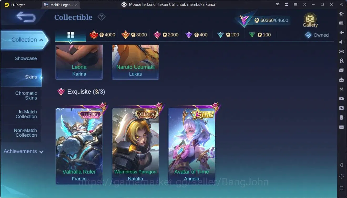 Mobile Legends: Bang Bang Accounts Collector Global |Hero 120|Skin 241|Renowned|Legend Johnson|Naruto Lukas|KOF 10
