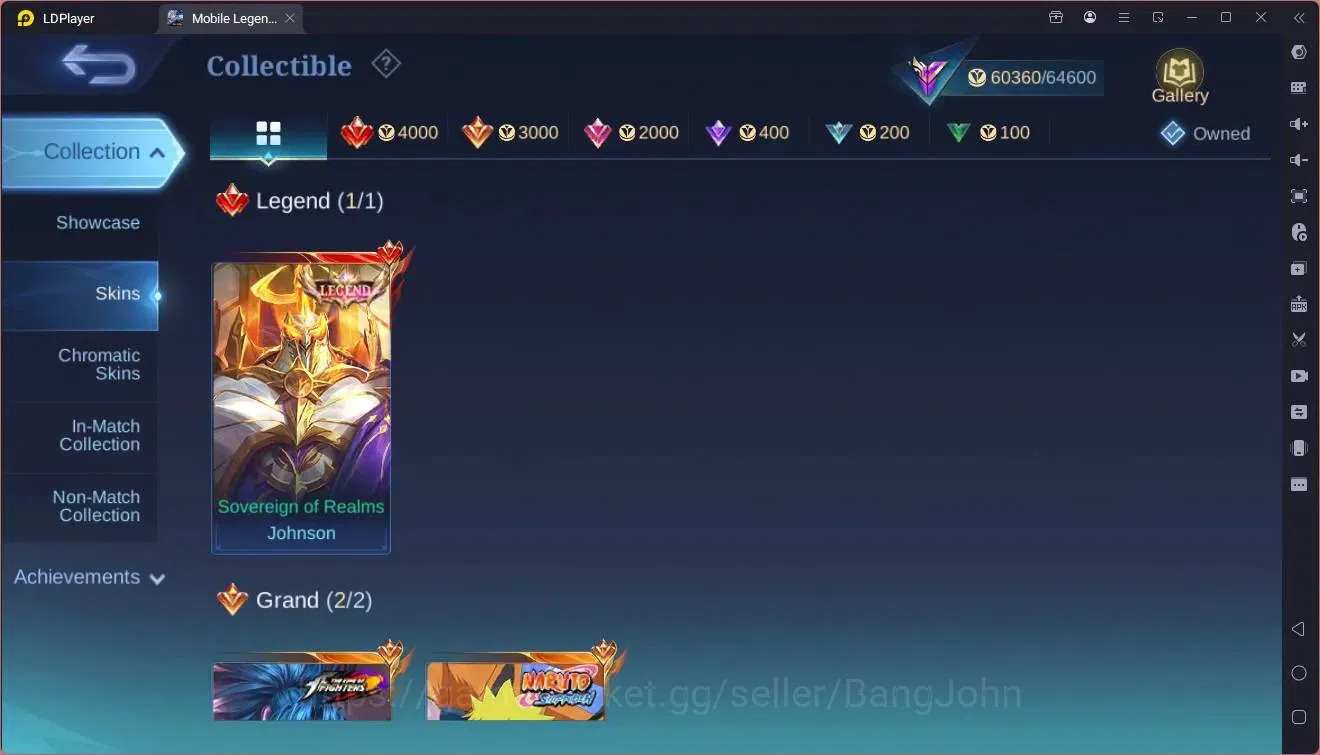 Mobile Legends: Bang Bang Accounts Collector Global |Hero 120|Skin 241|Renowned|Legend Johnson|Naruto Lukas|KOF 8